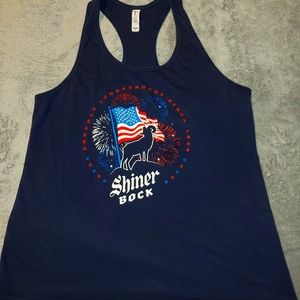 Shiner Bock womens XL patriotic navy tank top - 0029